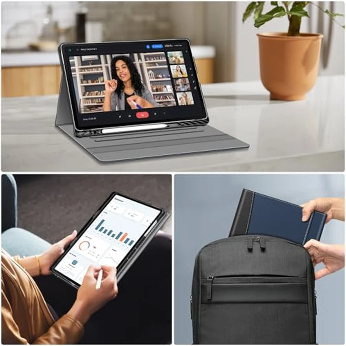 Fintie Case for Samsung Galaxy Tab S10 FE Plus 13.1 Inch 2025 Model (SM-X620/X626) with Built-in S Pen Holder, Multiple Angle Portfolio Business Cover with Pocket Auto Sleep/Wake, Navy by FINTIE - Image 8