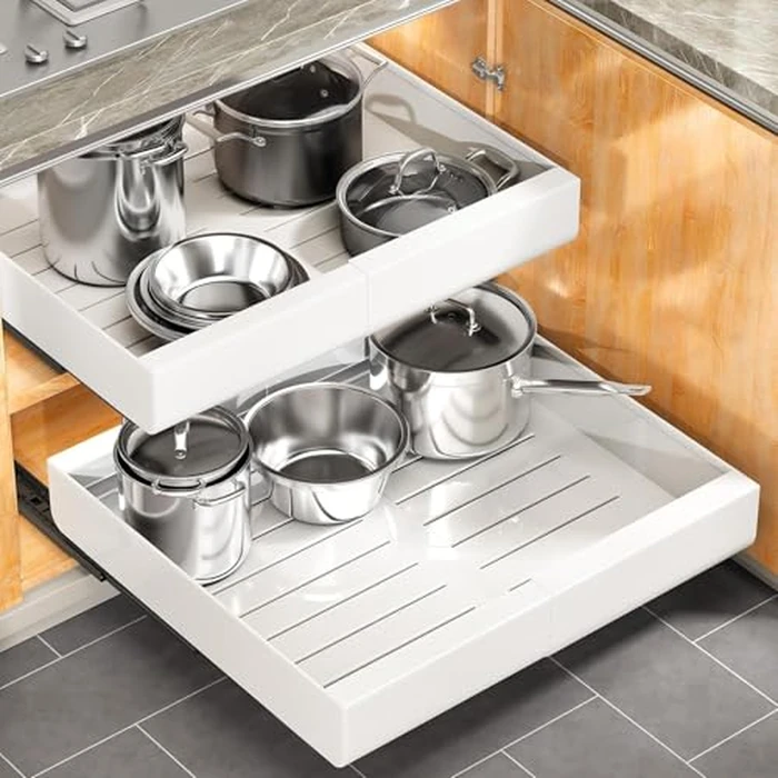Pull out Cabinet Organizer, Expandable(12"-20") Heavy Duty Slide out Drawers Fixed with Adhesive Nano Film for Pots, Roll out Shelf Storage for Kitchen Base Cabinet, Pantry, Bathroom Cupboard by Kitstorack - Image 1