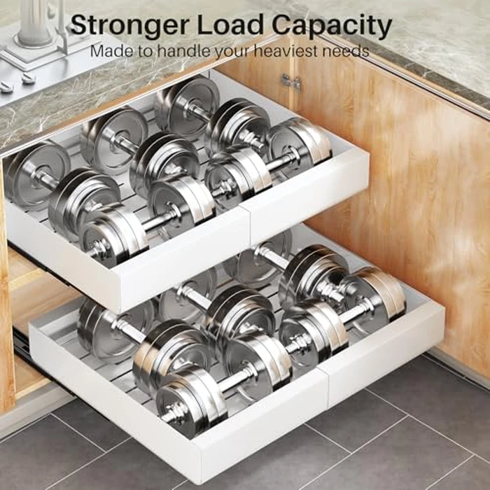 Pull out Cabinet Organizer, Expandable(12"-20") Heavy Duty Slide out Drawers Fixed with Adhesive Nano Film for Pots, Roll out Shelf Storage for Kitchen Base Cabinet, Pantry, Bathroom Cupboard by Kitstorack - Image 6