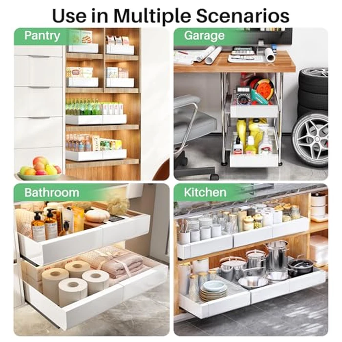 Pull out Cabinet Organizer, Expandable(12"-20") Heavy Duty Slide out Drawers Fixed with Adhesive Nano Film for Pots, Roll out Shelf Storage for Kitchen Base Cabinet, Pantry, Bathroom Cupboard by Kitstorack - Image 9