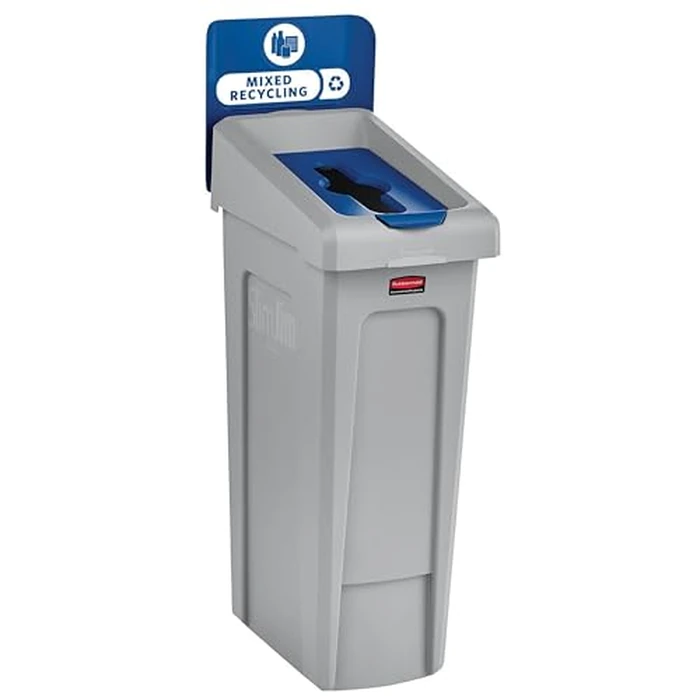 Rubbermaid Commercial Products Slim Jim Recycling Station 1-Stream Mixed Recycling Bin/Can/Kit/Station, 23 GAL, for Kitchens/Classrooms/Offices/Back of House/Higher Education/Commercial Facilities by Rubbermaid Commercial - Used - Like New condition