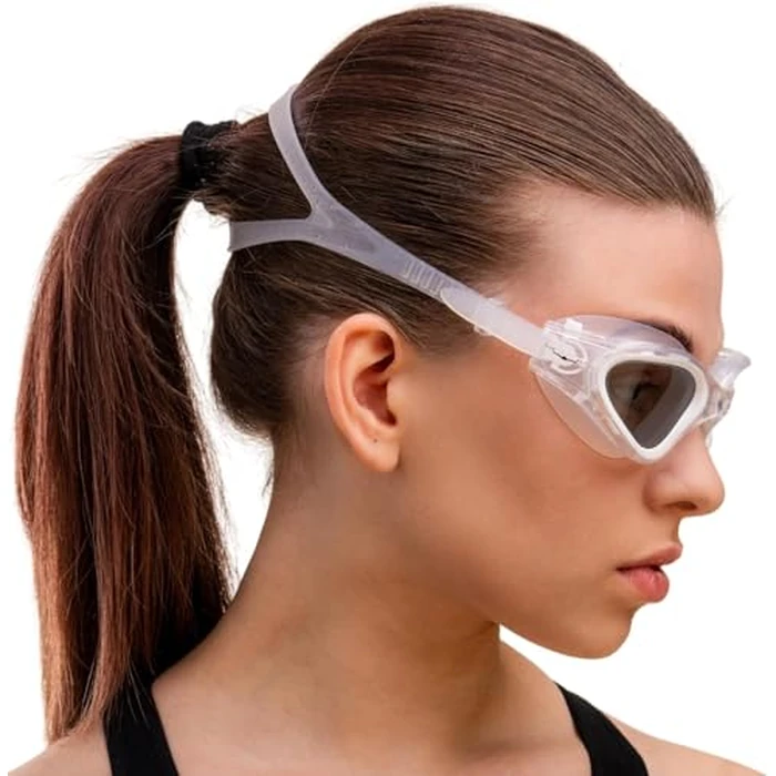 AqtivAqua Polarized Swim Goggles Swimming Goggles for Adult Men Women Kids 6-14 Youth Girls Boys Childrens DX-P (Transparent White, Silver case, Polarised lens) by AqtivAqua - Image 2
