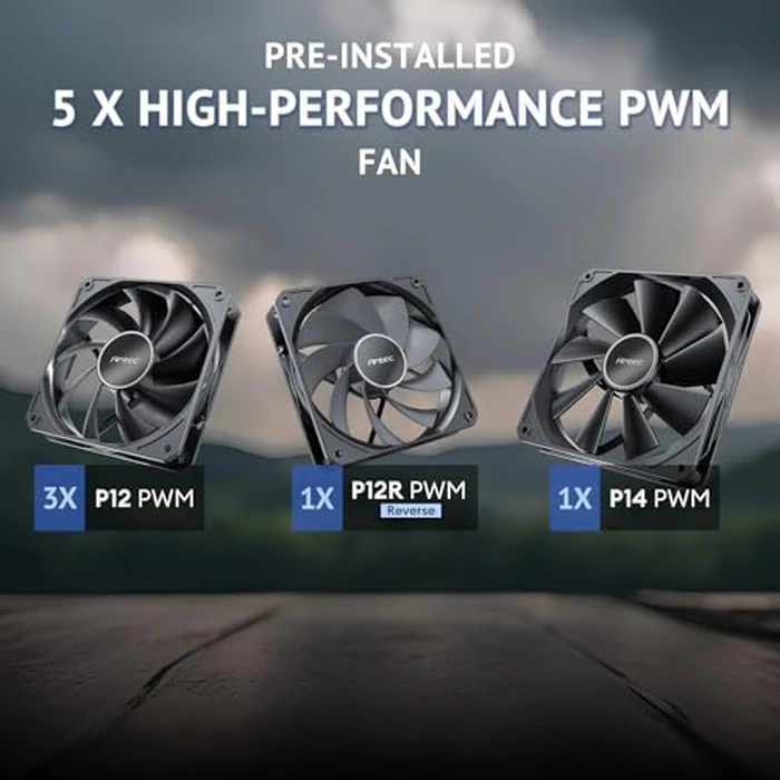 Antec Flux Wood, 5 x PWM Fans Included, High-Airflow Front Panel with Walnut Wood, Type-C, 420mm Radiator & Back Connect Motherboard Support, Up to 9 Fans Simultaneously, Mid-Tower E-ATX PC Case by Antec - Image 5