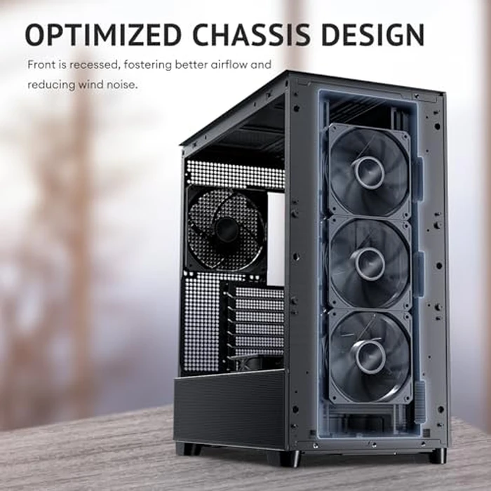 Antec Flux Wood, 5 x PWM Fans Included, High-Airflow Front Panel with Walnut Wood, Type-C, 420mm Radiator & Back Connect Motherboard Support, Up to 9 Fans Simultaneously, Mid-Tower E-ATX PC Case by Antec - Image 9