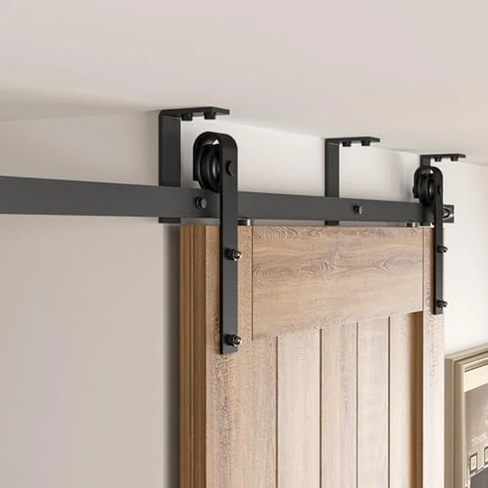 CCJH 10FT Ceiling Mount Sliding Barn Door Hardware Kit, Heavy Duty Barn Door Track kit for Single Wood Door, Super Smoothly and Quietly (J Shape) by CCJH - Used - Very Good condition - CA$111.77