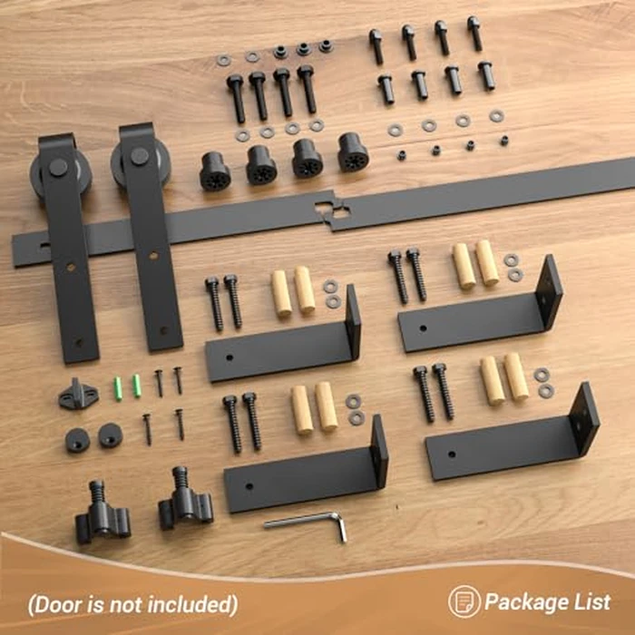 CCJH 10FT Ceiling Mount Sliding Barn Door Hardware Kit, Heavy Duty Barn Door Track kit for Single Wood Door, Super Smoothly and Quietly (J Shape) by CCJH - Image 6