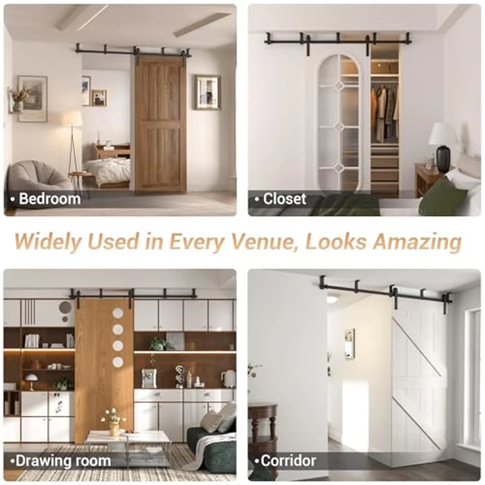 CCJH 10FT Ceiling Mount Sliding Barn Door Hardware Kit, Heavy Duty Barn Door Track kit for Single Wood Door, Super Smoothly and Quietly (J Shape) by CCJH - Image 7