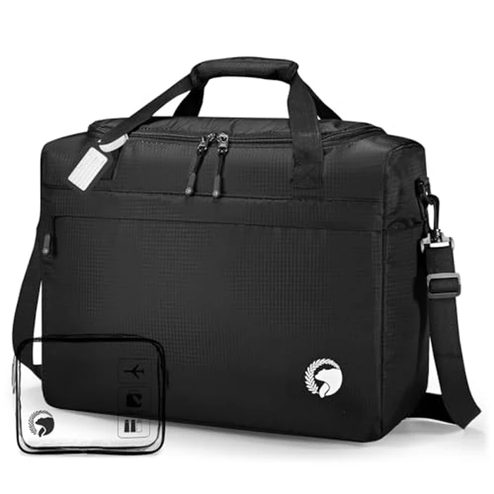 BAGZY 40x30x15cm Personal Item Travel Bag 16x12x6 inch Lightweight Gym Bag Foldable Duffle Bag Mens Water-resistant Weekender Bags for Women for Overnight Hospital Carry on Bags for Airplanes Black by BAGZY - Image 1