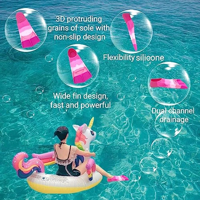 Fadgesy Swimming Training Fins,Comfortable Silicone Flippers for Swimming and Diving,Size Suitable Kids Girls Boys Adult (M, SixColorful-J) by Fadgesy - Image 5