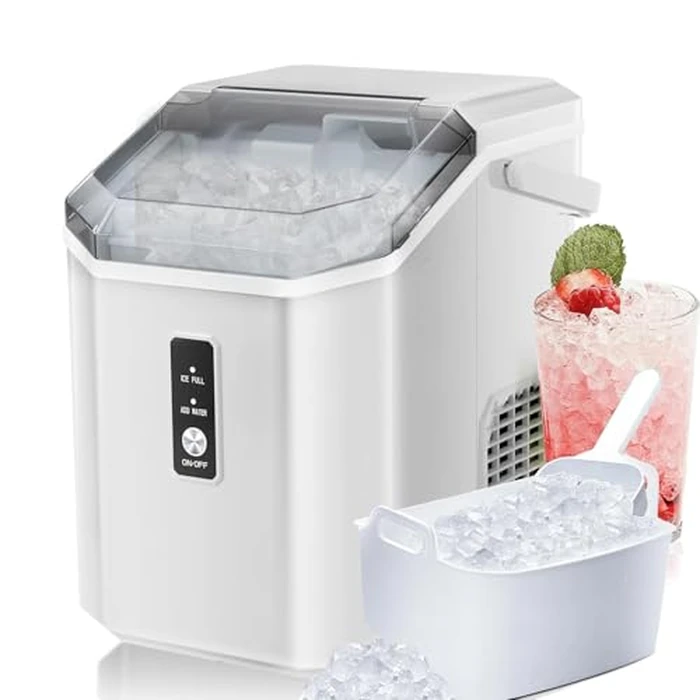 Antarctic Star Nugget Ice Maker Countertop, Chewable Pellet Ice Machine with Self Cleaning Function, Pebble Portable Ice Maker with Ice Scoop for Home Kitchen Office (White) by Antarctic Star - Used - Like New condition - US$85.62