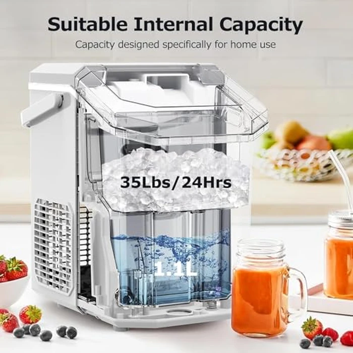 Antarctic Star Nugget Ice Maker Countertop, Chewable Pellet Ice Machine with Self Cleaning Function, Pebble Portable Ice Maker with Ice Scoop for Home Kitchen Office (White) by Antarctic Star - Image 2