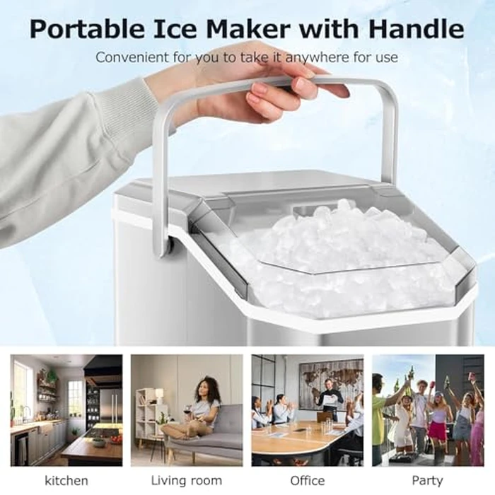 Antarctic Star Nugget Ice Maker Countertop, Chewable Pellet Ice Machine with Self Cleaning Function, Pebble Portable Ice Maker with Ice Scoop for Home Kitchen Office (White) by Antarctic Star - Image 3