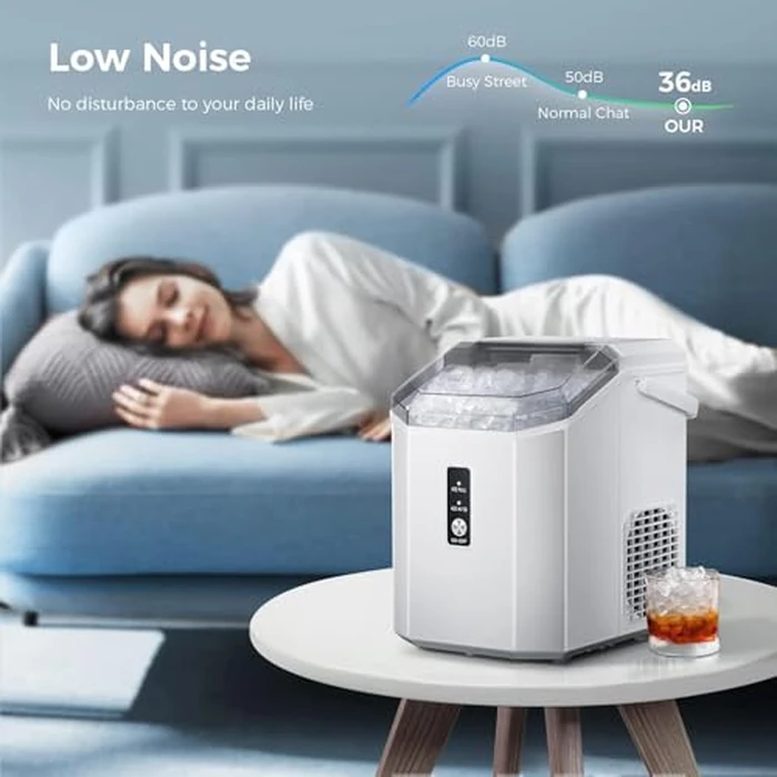 Antarctic Star Nugget Ice Maker Countertop, Chewable Pellet Ice Machine with Self Cleaning Function, Pebble Portable Ice Maker with Ice Scoop for Home Kitchen Office (White) by Antarctic Star - Image 5