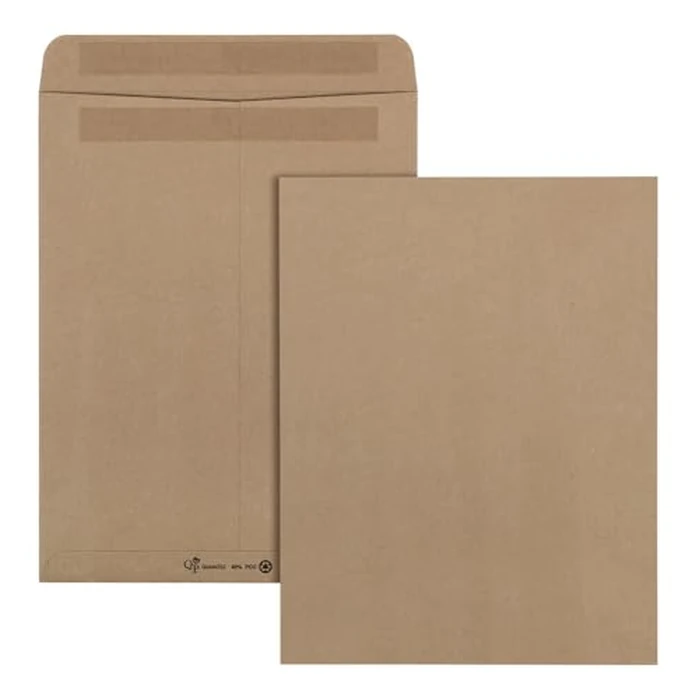 Quality Park Envelopes, 10 x 13 Inch Open End, 100% Recycled with 40% Post-Consumer Content, R-Seal Closure, 24 lb Natural Kraft FSC, 100 Count - Ideal for Mailing and Storage by Quality Park - Image 2