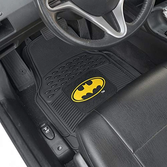BDK Warner Bros DC Comics Batman Heavy Duty Rubber Floor Mats 3pc Set Car Accessories - No-Slip Grip, All Weather Protection, Trimmable, 2 Front Car Mats 27” x 18” & 1 Rear Liner 18” x 58” by BDK - Image 2
