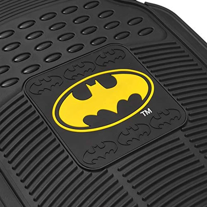 BDK Warner Bros DC Comics Batman Heavy Duty Rubber Floor Mats 3pc Set Car Accessories - No-Slip Grip, All Weather Protection, Trimmable, 2 Front Car Mats 27” x 18” & 1 Rear Liner 18” x 58” by BDK - Image 5