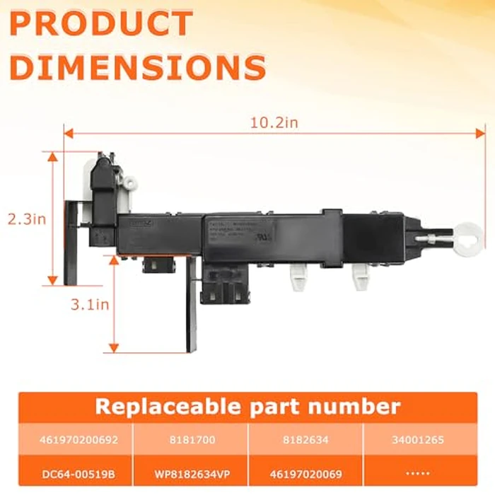 WP8182634 461970200692 DC64-00519B Washer Door Lock Switch O-E-M for Whirl.Pool Ken.More - Heavy Duty Replacement Switch- Replaces 8182634 DC64-00519D by TOMOON by TOMOON - Image 3