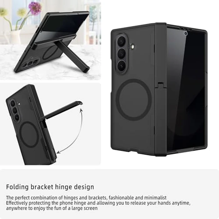 Miimall Magnet Case for Samsung Galaxy Z Fold 7, Built in Kickstand [Privacy Screen Protector] [Magnetic Hinge Protection] Military Grade&Wireless Charging Cover for Galaxy Z Fold 7 2025, Pink by Miimall - Used - Very Good condition