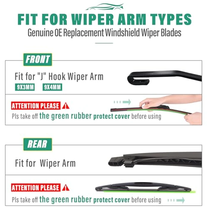 22" 22" 12" Windshield Wiper Blades Replacement for Chevy Chevrolet Tahoe 2009-2014 Chevy Suburban 1500/2500, Cadillac Escalade/ESV/EXT 2009-2014 Front Rear Wipers Set (Pack of 3) by WINDSMILE - Image 8