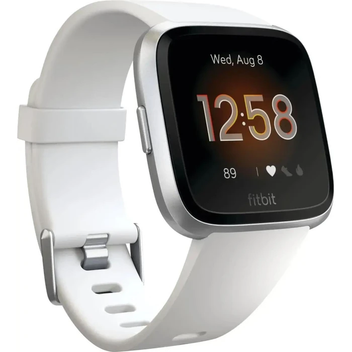 Fitbit Versa Lite Edition Smartwatch - Silver Aluminum Case with White Silicone Sport Band by Fitbit - Refurbished - Excellent condition