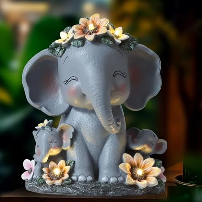 JOULUY Spring Decorations Outdoor Easter Decor Gifts for Mom Women Elephant Solar Statues Patio Décor Grandma Sculptures for Lawn Balcony Yard House Warming Gifts New Home Mothers Day by JOULUY - Used - Like New condition - US$17.41