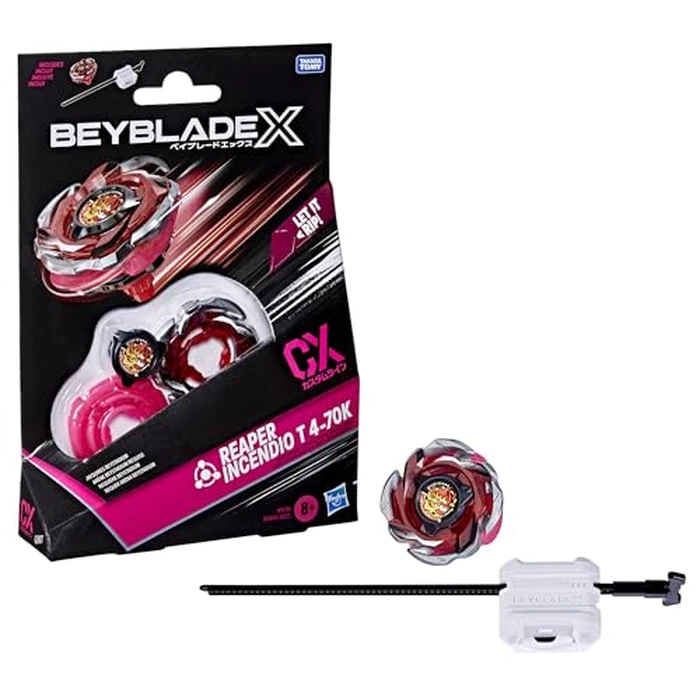 Bey Blade X Reaper Incendio T 4-70K CX Starter Pack Set, Balance Type Top and Launcher; Authentic Takara Tomy Battle Tops Games, Toys for Boys and Girls 8+ by Beyblade - Used - Like New condition - US$12.02