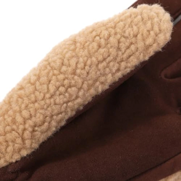Harssidanzar Sherpa Gloves Women's Outdoor Winter for Genuine Suede Gloves Thermal Lined SL021US,Camel/Darkbrown,Size, S by Harssidanzar - Image 7