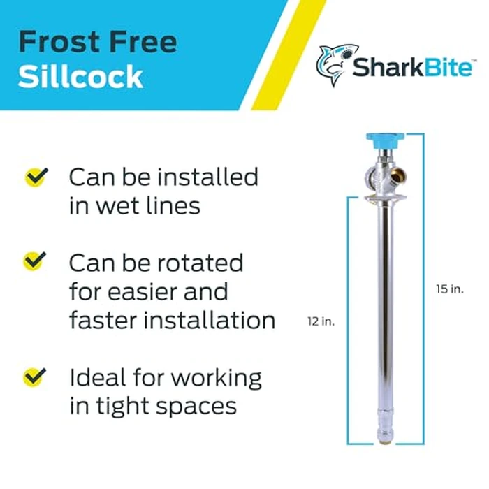 SharkBite 12 Inch Frost Free Sillcock, 1/2 x 3/4 Inch MHT, Push to Connect Brass Plumbing Fitting, PEX Pipe, Copper, CPVC, PE-RT, HDPE, 24636LF by SharkBite - Image 4