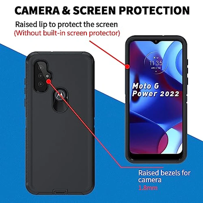 Anloes Case for Moto Motorola G Power 2022/Play 2023 Heavy Duty Shockproof Dustproof Defender 3 in 1 Rugged Protective Bumper Phone Cover(Without Built-in Screen Protector) by Anloes - Image 4