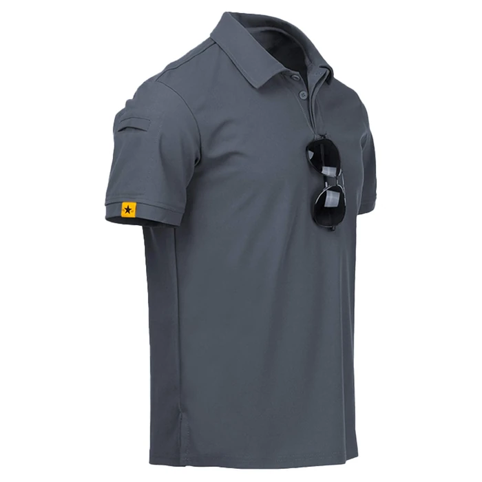 ZITY Mens Polo Shirt Short Sleeve Sports Tactical T-Shirt Athletic Golf Polos Daily Casual Stylish Collared Shirts for Men Grey X-Large by ZITY - Image 1