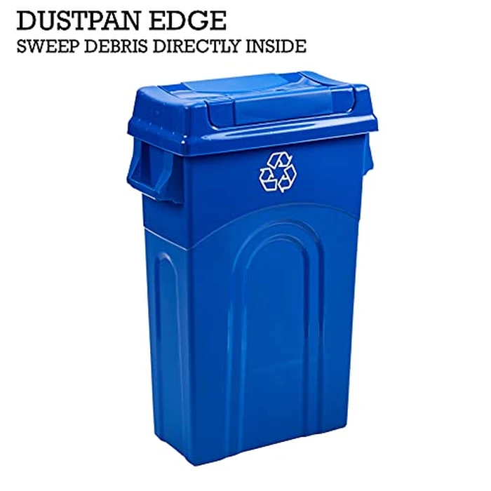 United Solutions 23 Gallon Highboy Plastic Recycling Bin Kitchen Trash Can with Lid, Pass Through Handles, and Dustpan Edge, Blue by United Solutions - Image 7