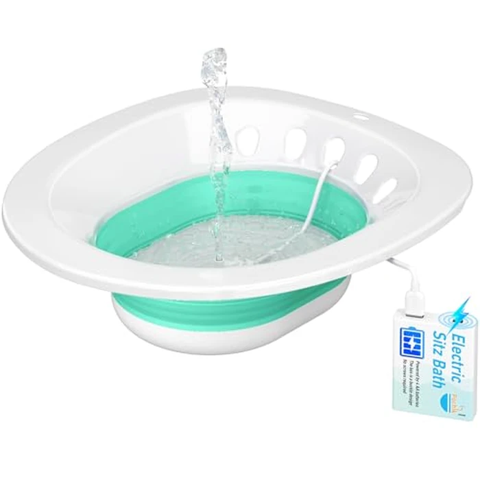 Pochik Electric Sitz Bath, Sitz Bath for Toilet Seat, Postpartum Essentials, Hemorrhoids and Postpartum Care Tub for Soak, Sits Bath Kit for Women, Collapsible, Drain Holes - Green by Pochik - Used - Like New condition
