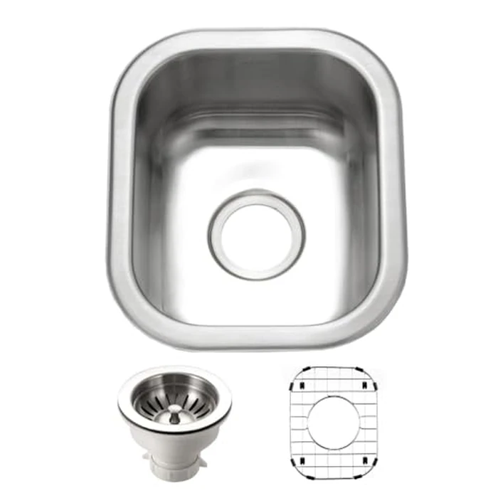 Houzer Club Stainless Steel Kitchen Bar & Prep Sink: 13 Inch Undermount Small Sink with Strainer & Bottom Grid, Durable & Versatile, Essential for Home & Apartment: CS-1307-C by HOUZER - Used - Very Good condition