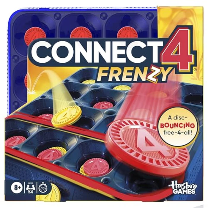 Connect 4 Frenzy Game | Bounce Discs 4 The Win | Family Party Games for Kids, Teens, and Adults | Ages 8+ | 2 to 6 Players | 10 Mins. | Portable Games by Hasbro Gaming - Used - Very Good condition