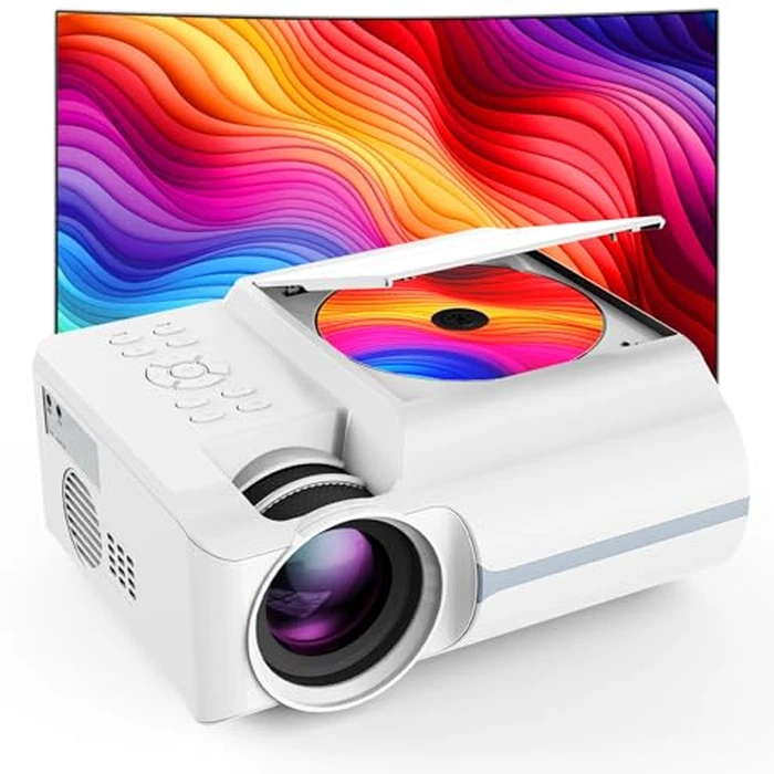 Homlab DVD Projector Portable with Build-In DVD Player - Mini Movie Projector with Built-In Speaker, Compatible with PC/ TV/ HDMI/ USB/ AV, 1080P HD 200" Screen for Outdoor Movies And Home Theater by Homlab - Used - Like New condition - US$70.47