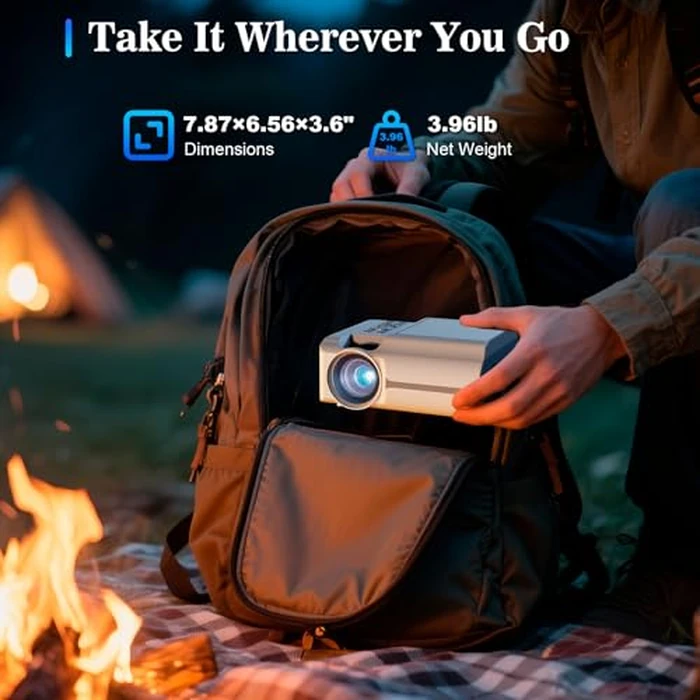 Homlab DVD Projector Portable with Build-In DVD Player - Mini Movie Projector with Built-In Speaker, Compatible with PC/ TV/ HDMI/ USB/ AV, 1080P HD 200" Screen for Outdoor Movies And Home Theater by Homlab - Image 5