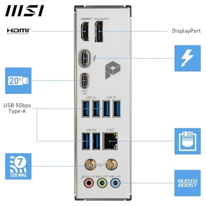 MSI PRO Z890-S WiFi White Motherboard, ATX - Supports Intel Core Ultra Processors (Series 2), LGA 1851 - DDR5 Memory Boost (8600+ MT/s OC), PCIe 5.0 x16 & 4.0 x16, M.2 Gen5, Wi-Fi 7, 2.5G LAN by msi - Image 6
