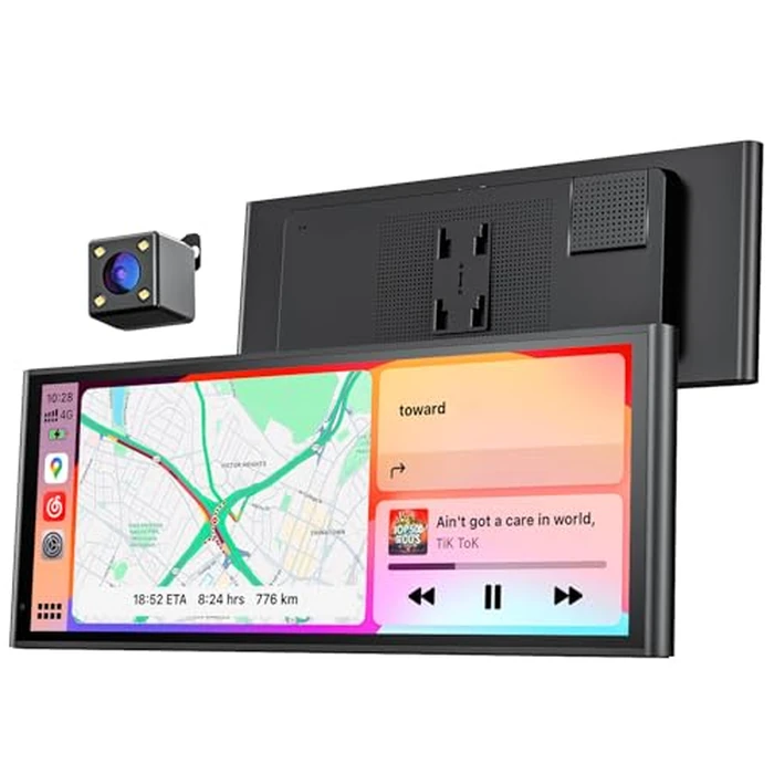 9.26" Carplay Screen for Car, Wireless Portable Car Play Screen for Apple CarPlay & Android Auto, OTA Updates, Backup Camera, Bluetooth 5.0, Mirror Link, Voice Control, GPS Navigation, FM by Krunia - Used - Like New condition - US$73.57