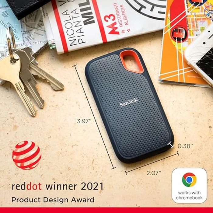 SanDisk 1TB Extreme Portable SSD - Up to 1050MB/s, USB-C, USB 3.2 Gen 2, IP65 Water and Dust Resistance, Updated Firmware - External Solid State Drive - SDSSDE61-1T00-G25 by SanDisk - Image 2