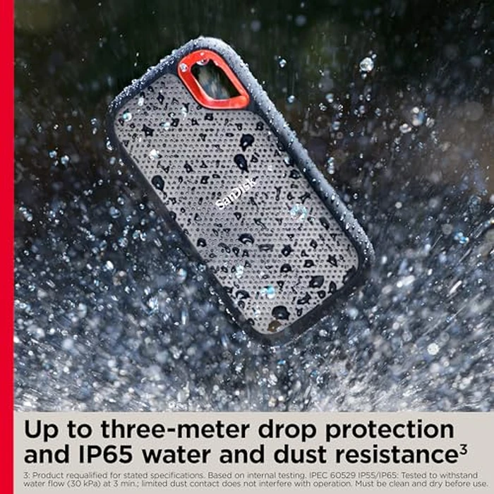 SanDisk 1TB Extreme Portable SSD - Up to 1050MB/s, USB-C, USB 3.2 Gen 2, IP65 Water and Dust Resistance, Updated Firmware - External Solid State Drive - SDSSDE61-1T00-G25 by SanDisk - Image 5