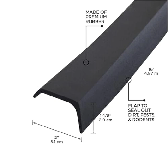 M-D Building Products 03749 16 ft. Black Rubber Garage Door Bottom Seal by M-D Building Products - Image 2