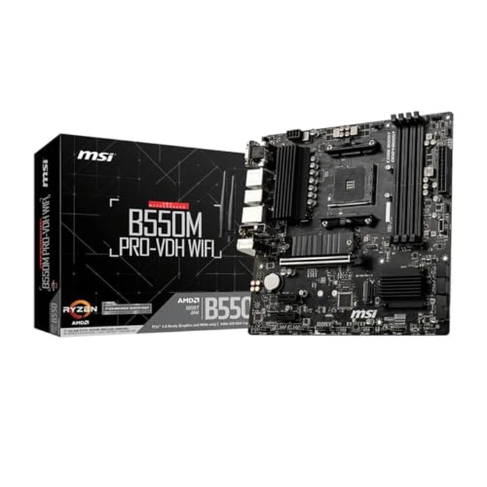 MSI B550M PRO-VDH WiFi ProSeries Motherboard (AMD Ryzen 5000, AM4, DDR4, PCIe 4.0, SATA 6Gb/s, M.2, USB 3.2 Gen 1, Wi-Fi, Bluetooth, D-SUB/HDMI/DP, Micro-ATX) by msi - Used - Very Good condition - US$84.60