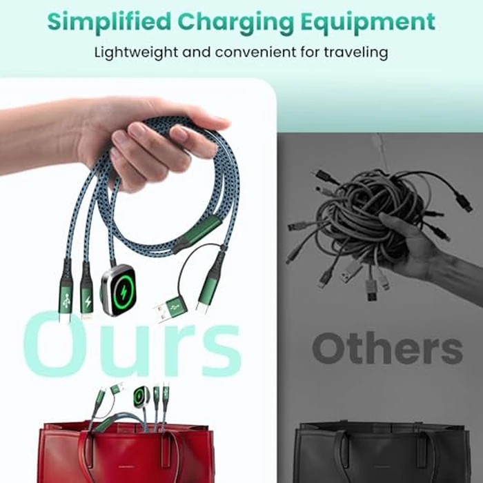 Travel Essentials for iPhone iWatch Charger, 3 in 2 USB Cable for iWatch/iPhone Charger/L Port, Beach Vacation Essentials USB C Cord Compatible with iWatch 10-1/iPhone 17-11/PS/Galaxy/Car, 2Pack 5FT by Jogrytece - Image 5