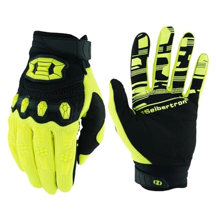 Seibertron Unisex BMX MX ATV MTB Racing Mountain Bike Bicycle Cycling Off-Road/Dirt Bike Road Racing Motorcycle Motocross Sports Gloves Touch Recognition Full Finger Glove Fluo Yellow L by Seibertron - Image 1