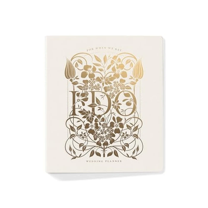Fringe Studio Paper Wrapped Hardcover Concealed Spiral Wedding Planner with 12 tab dividers & Pockets "DECO FLORAL I DO", Approx. 9.5" w x 11" h, 152 Pg, Wedding Collection (157201) by Fringe - Used - Acceptable condition - CA$28.94