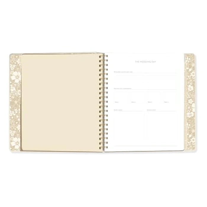 Fringe Studio Paper Wrapped Hardcover Concealed Spiral Wedding Planner with 12 tab dividers & Pockets "DECO FLORAL I DO", Approx. 9.5" w x 11" h, 152 Pg, Wedding Collection (157201) by Fringe - Image 2