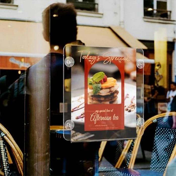 NIUBEE Acrylic Window Sign Holder with Suction Cups 8.5 X 11, Clear Acrylic Frames Glass Door Mount, Displaying Flyers, Notices and Menus, for Office, Store, Home, Restaurant (2 Pack) by NIUBEE - Image 6