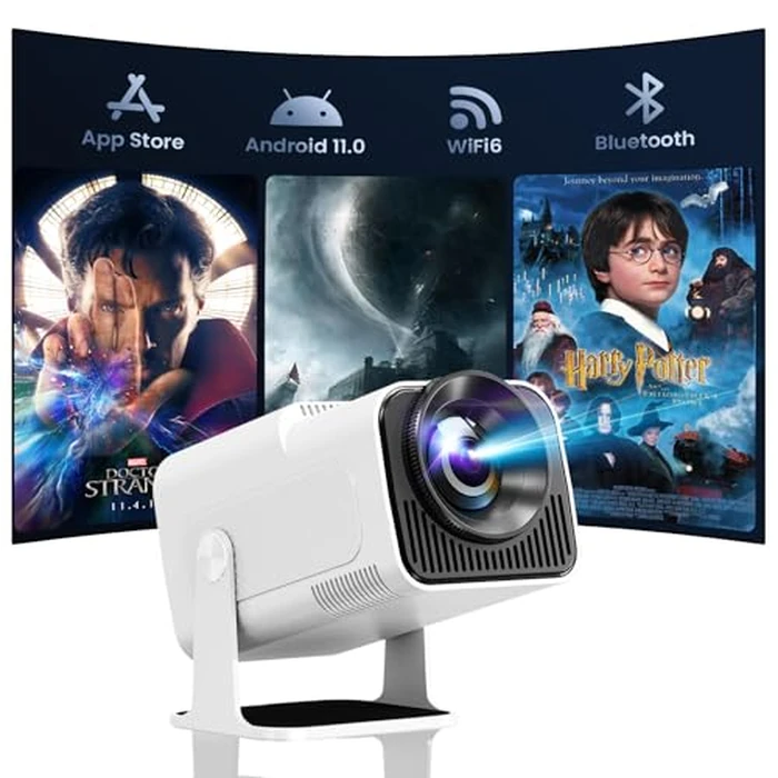 Smart Mini Projector 4k 1080P Support,Built-in Apps,Portable Projector with WIFI6 Bluetooth Projector,Auto Keystone,180 degreesRotation,Movie Projector Compatible with Smartphone/HDMI/USB by HIPPUS - Used - Like New condition