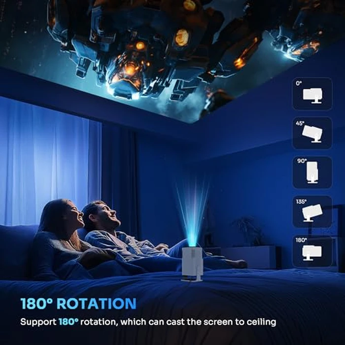 Smart Mini Projector 4k 1080P Support,Built-in Apps,Portable Projector with WIFI6 Bluetooth Projector,Auto Keystone,180 degreesRotation,Movie Projector Compatible with Smartphone/HDMI/USB by HIPPUS - Image 3