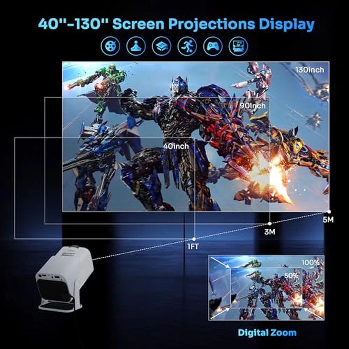 Smart Mini Projector 4k 1080P Support,Built-in Apps,Portable Projector with WIFI6 Bluetooth Projector,Auto Keystone,180 degreesRotation,Movie Projector Compatible with Smartphone/HDMI/USB by HIPPUS - Image 7